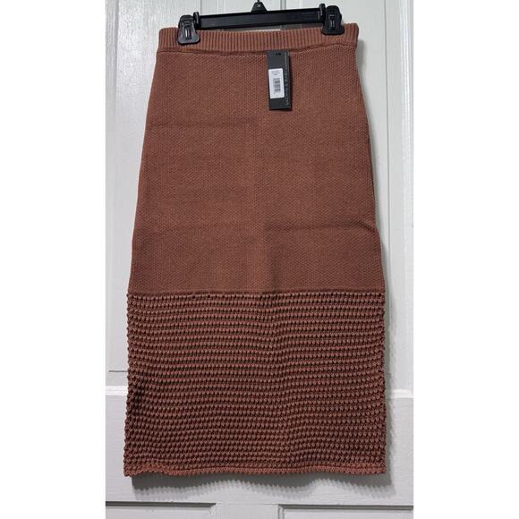 NWT Sachin Babi Brown Knit Crochet “Evie” Midi Skirt Size S
